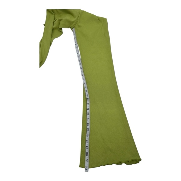 SAMMY B  Kenny Slim Fit Flared Ribbed Jersey Paper Bag Pants in Green  NWOT - Picture 7 of 8